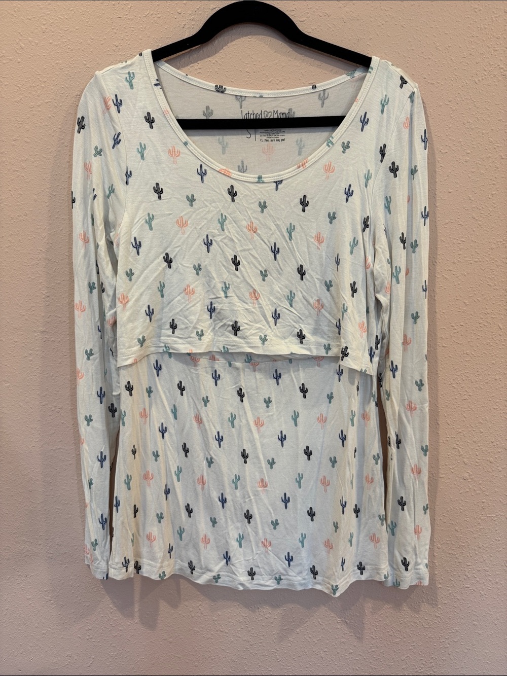 Latched Mama White Cactus Print Long Sleeve Nursing Top